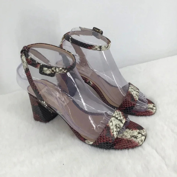 Antonio Milani Women’s Gwyn All leather Snake Print Block Heel Sandal Size 6 - Picture 4 of 12